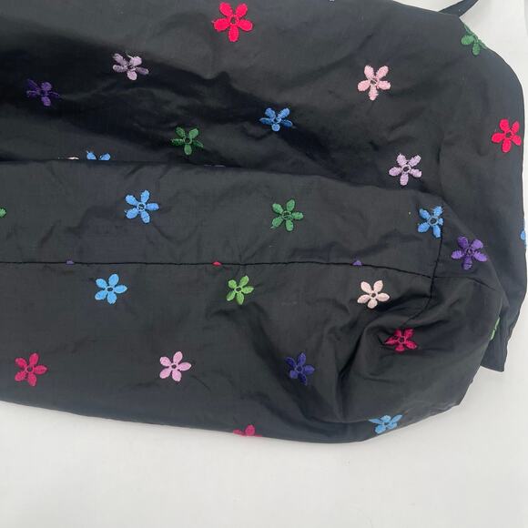 LESPORTSAC Bag Flower Embroidery Black Zipper Tote Lightweight Travel MultiColor - Picture 7 of 16